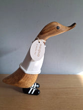 Load image into Gallery viewer, DCUK Football Wooden Duckling Duck Named ANDREW Wearing White New
