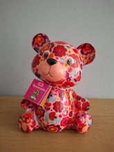 Load image into Gallery viewer, Pomme Pidou TOTO TEDDY BEAR Money Box Decoupage Ceramic Piggy Bank With Stopper Pink Floral
