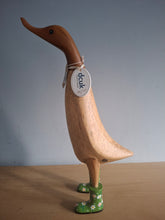Load image into Gallery viewer, DCUK Wooden Duck Named Karen Green Floral Boots 35cm Free Gift Box
