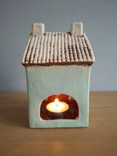 Load image into Gallery viewer, Village Pottery Aqua Ice Cream Parlour Tea Light House

