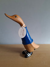 Load image into Gallery viewer, DCUK Football Wooden Duckling Duck Named GEORGE Wearing Blue New
