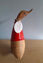 Load image into Gallery viewer, DCUK Football Wooden Duckling Duck Named RICHARD Wearing Red New
