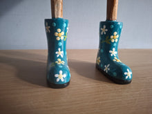 Load image into Gallery viewer, DCUK Wooden Duck Named MOLLY Teal Floral Boots 35cm Free Gift Box
