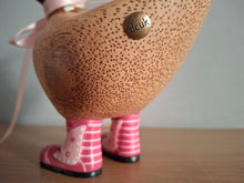 Load image into Gallery viewer, DCUK Duck Wild Welly PINK BUTTERFLY BOOTS Wooden Ducky Named CAMILLA
