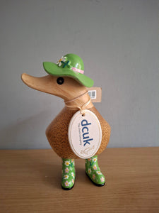 DCUK Green Floral Hat and Boots Ducky Duck Named PHOEBE 12cm New
