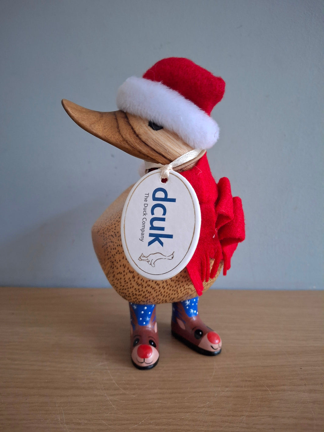 DCUK DUCKY Rudolph Boots Christmas Wooden Duck Named PRANCER