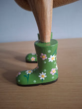 Load image into Gallery viewer, DCUK Wooden Duck Named Karen Green Floral Boots 35cm Free Gift Box
