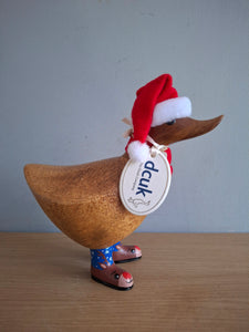 DCUK DUCKY Rudolph Boots Christmas Wooden Duck Named SANTA
