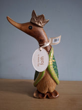 Load image into Gallery viewer, DCUK Green King Duck Named FAITH Handpainted Wooden Christmas Duck Ornament Gift 18cm NEW
