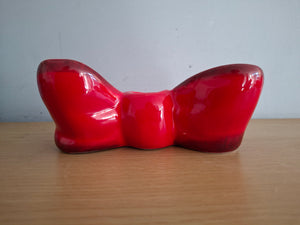 Ruby Red Ribbon Bow Ceramic Candle Holder McGowan and Rutherford