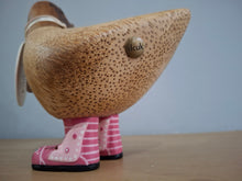 Load image into Gallery viewer, DCUK Duck Wild Welly PINK BUTTERFLY BOOTS Wooden Ducky Named KATHRYN
