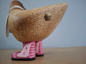 DCUK Duck Wild Welly PINK BUTTERFLY BOOTS Wooden Ducky Named KATHRYN