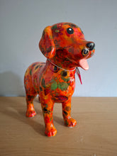 Load image into Gallery viewer, Pomme Pidou SOPHIE LABRADOR DOG Money Box Decoupage Ceramic Piggy Bank With Stopper Orange Floral
