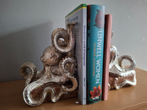 OCTOPUS Pair of Bookends McGowan and Rutherford SilverEffect Detailed Octopus Design