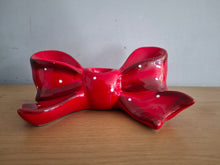 Load image into Gallery viewer, Ruby Red Ribbon Bow Ceramic Candle Holder McGowan and Rutherford
