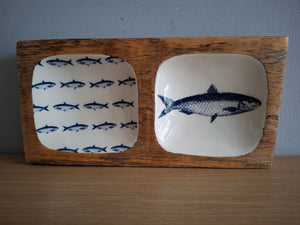 FISH Design Wooden Enamel Tray 20cm