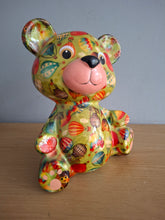 Load image into Gallery viewer, Pomme Pidou TOTO TEDDY BEAR Money Box Green Decoupage Ceramic Piggy Bank With Stopper
