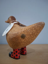 Load image into Gallery viewer, DCUK Wild Welly LADYBIRD BOOTS Wooden Duck Named CAROL Collectible Gift Ornament NEW
