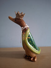 Load image into Gallery viewer, DCUK Green King Duck Named FAITH Handpainted Wooden Christmas Duck Ornament Gift 18cm NEW
