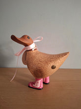 Load image into Gallery viewer, DCUK Duck Wild Welly PINK BUTTERFLY BOOTS Wooden Ducky Named CAMILLA
