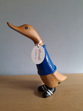 Load image into Gallery viewer, DCUK Football Wooden Duckling Duck Named GEORGE Wearing Blue New
