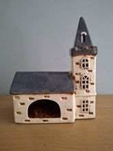 Load image into Gallery viewer, Village Pottery Steeple Church Tealight Holder Ceramic Gift NEW

