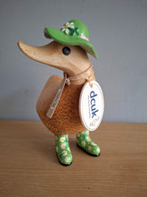 Load image into Gallery viewer, DCUK Green Floral Hat and Boots Ducky Duck Named PHOEBE 12cm New
