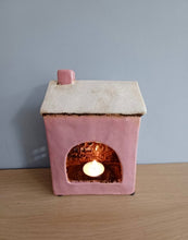 Load image into Gallery viewer, Quay Traders Pink Country House Tea Light Holder With Chimney Ceramic Gift
