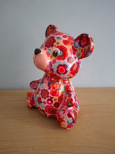 Load image into Gallery viewer, Pomme Pidou TOTO TEDDY BEAR Money Box Decoupage Ceramic Piggy Bank With Stopper Pink Floral
