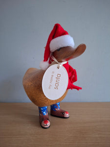 DCUK DUCKY Rudolph Boots Christmas Wooden Duck Named SANTA