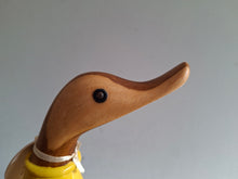 Load image into Gallery viewer, DCUK Football Wooden Duckling Duck Named SCOTT Wearing Yellow New
