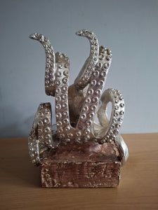 OCTOPUS Pair of Bookends McGowan and Rutherford SilverEffect Detailed Octopus Design