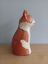 Load image into Gallery viewer, Ginger Tom Cat Vase Ceramic Top Cat Vase by Village Pottery 20cm Tall NEW
