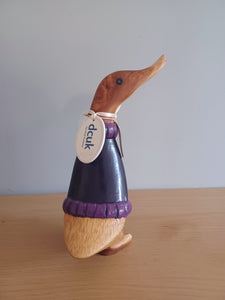 DCUK Stargazing Duckling Purple Named CHLOE Handpainted Wooden Duck Ornament Christmas Gift With Gift Bag 22cm