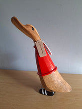 Load image into Gallery viewer, DCUK Football Wooden Duckling Duck Named PAUL Wearing Red  New
