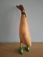 Load image into Gallery viewer, DCUK Wooden Duck Named AMANDA Green Floral Boots 35cm Free Gift Box
