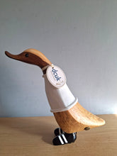 Load image into Gallery viewer, DCUK Football Wooden Duckling Duck Named ANDREW Wearing White New
