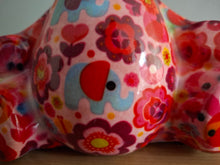 Load image into Gallery viewer, Pomme Pidou TOTO TEDDY BEAR Money Box Decoupage Ceramic Piggy Bank With Stopper Pink Floral
