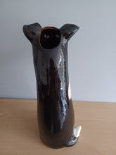 Load image into Gallery viewer, VILLAGE POTTERY TOP DOG VASE CERAMIC BLACK AND WHITE COLLIE DOG VASE 31cm
