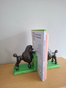 BOOKENDS Cast Iron Antiqued Pair of Black Poodle Bookends McGowan & Rutherford