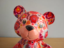 Load image into Gallery viewer, Pomme Pidou TOTO TEDDY BEAR Money Box Decoupage Ceramic Piggy Bank With Stopper Pink Floral
