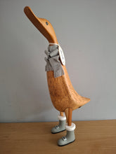 Load image into Gallery viewer, DCUK Alpine Duck Named HOLLY Grey Boots and Scarf Gift 30cm Tall
