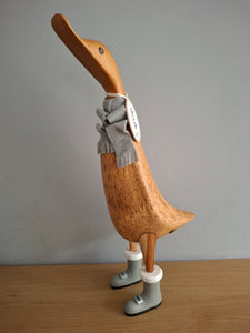 DCUK Alpine Duck Named HOLLY Grey Boots and Scarf Gift 30cm Tall