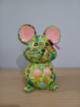 Load image into Gallery viewer, Pomme Pidou MARTHA MOUSE Money Box Decoupage Ceramic Piggy Bank With Stopper Green Bug Design NEW
