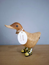 Load image into Gallery viewer, DCUK Wild Welly BEE BOOTS Wooden Duck Named ANNE Collectible Gift Ornament NEW
