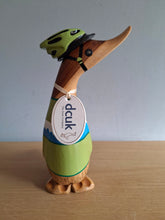 Load image into Gallery viewer, DCUK CYCLIST DUCK Named DORA Wooden Duckling Wearing Green

