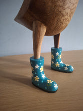 Load image into Gallery viewer, DCUK Wooden Duck Named LOUISE Teal Floral Boots 35cm Free Gift Box
