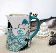 Load image into Gallery viewer, House of Disaster Nautical MILK JUG Porcelain By The Sea Jug With Gift Box
