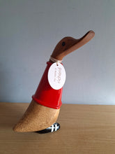 Load image into Gallery viewer, DCUK Football Wooden Duckling Duck Named RICHARD Wearing Red New
