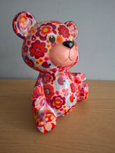 Load image into Gallery viewer, Pomme Pidou TOTO TEDDY BEAR Money Box Decoupage Ceramic Piggy Bank With Stopper Pink Floral
